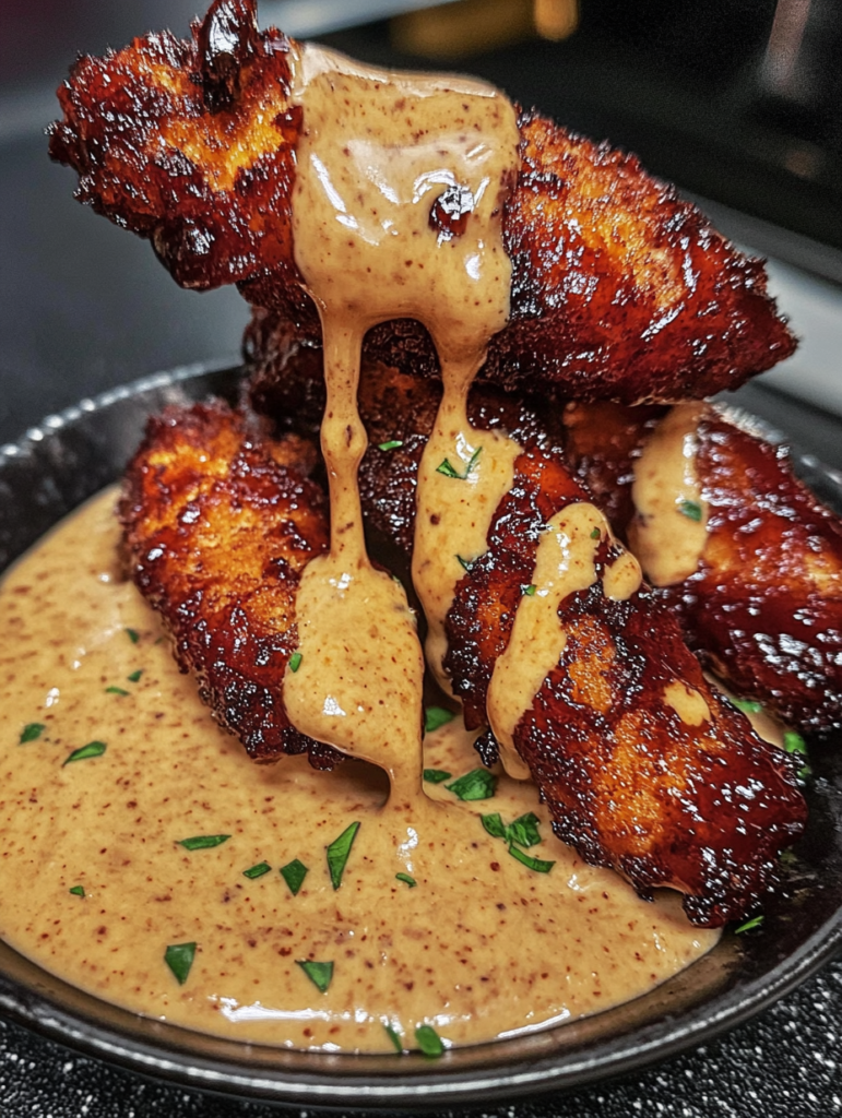 Crispy BBQ Chicken Tenders with Honey Mustard Dip